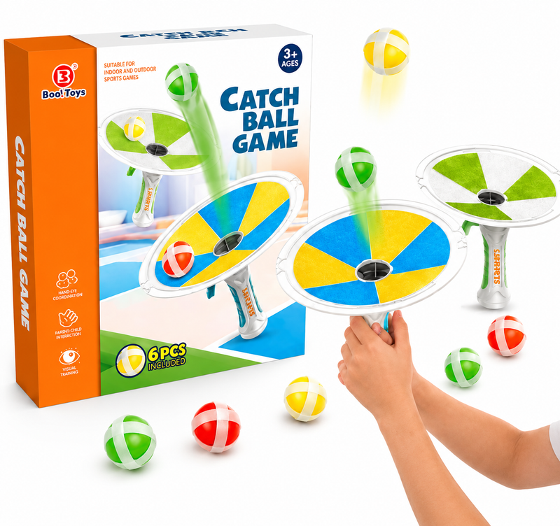 Catch Ball Game hook and loop 2 discs 6 balls 3+