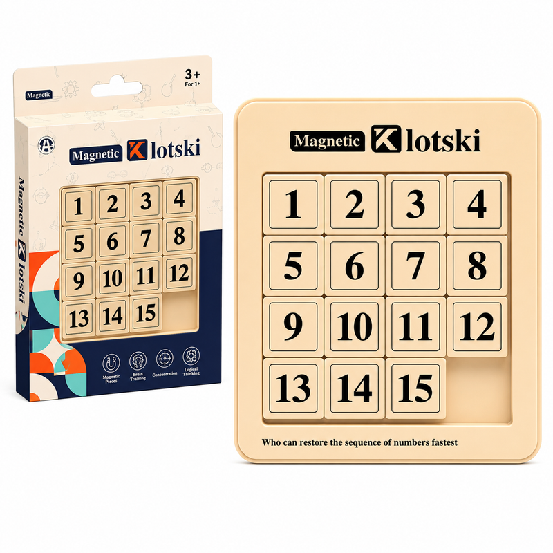 Układanka magnetyczna 15 Puzzle Klotski gra logiczna podróżna 3+ dla dzieci