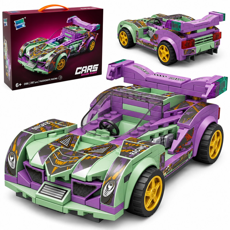 Klocki Auto Sportowe Racing 297 el. Samochód Wyścigowy z Funkcją Ślizgu