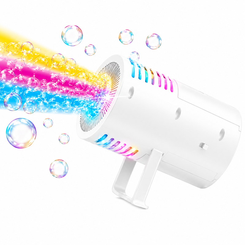 Pistolet Maszyna do Baniek Mydlanych LED Bubble Machine 7 Kolorów