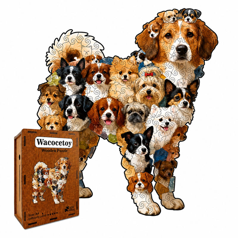 Puzzle Drewniane Pies Psy Skarbonka 2w1 Układanka 3D Prezent 205 el. A3