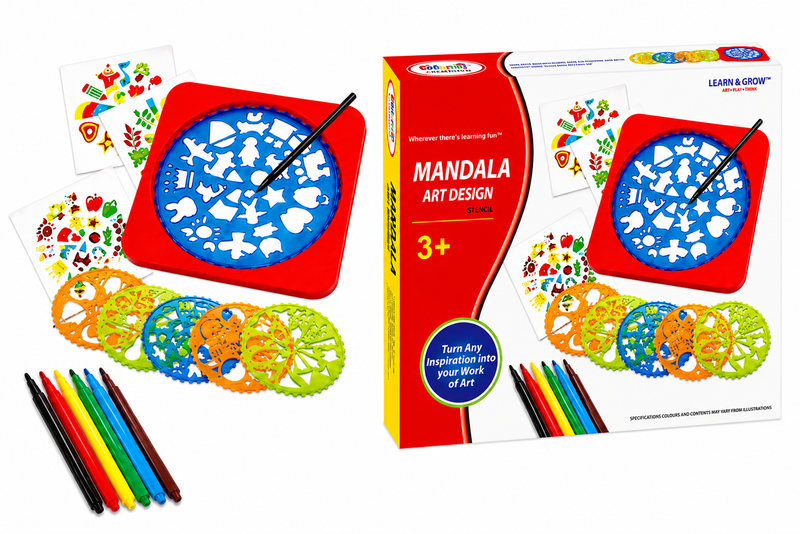 ZESTAW SZABLONÓW MANDALA DO RYSOWANIA SPIROGRAF + FLAMASTRY