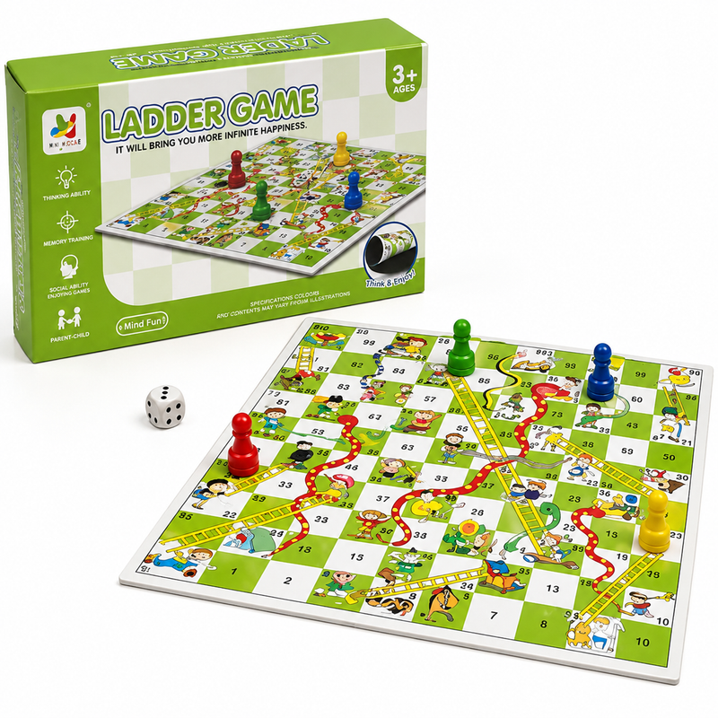 Gra planszowa Drabinki i Węże 25×25 cm + 4 pionki + kostka