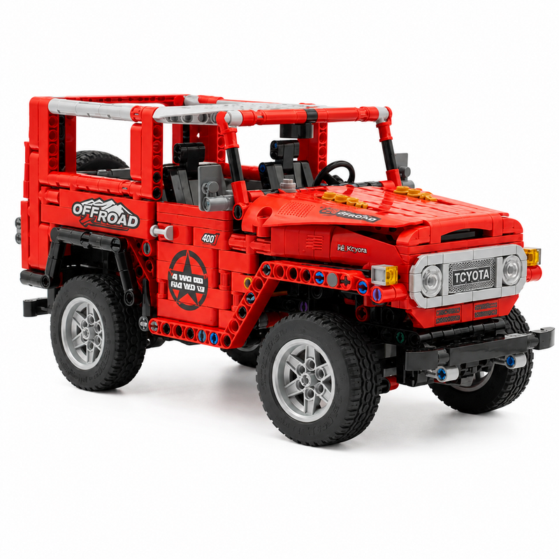 Klocki konstrukcyjne Samochód Terenowy 4x4 Czerwony 1:14 Pull-Back – 910 elementów