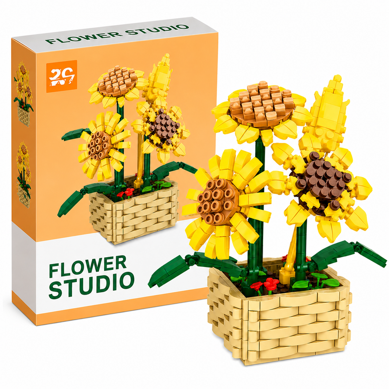 Klocki konstrukcyjne 550 el. Słoneczniki w koszyku – Flower Studio