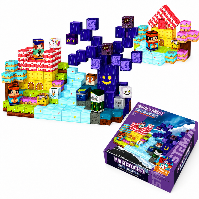 Klocki Magnetyczne Kostki 3D Piksele Magiczny Las 100 el edu Zestaw PREZENT