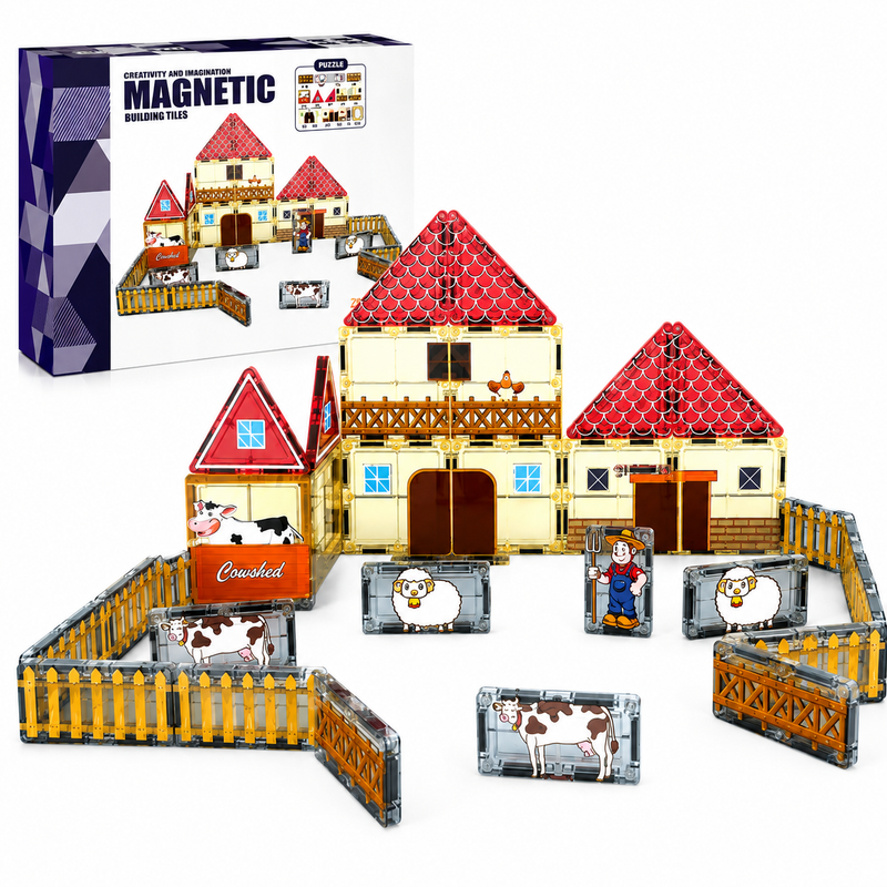 ZESTAW MAGNETIC BUILDING TILES FARMA – EDUKACYJNA ZABAWA STEAM