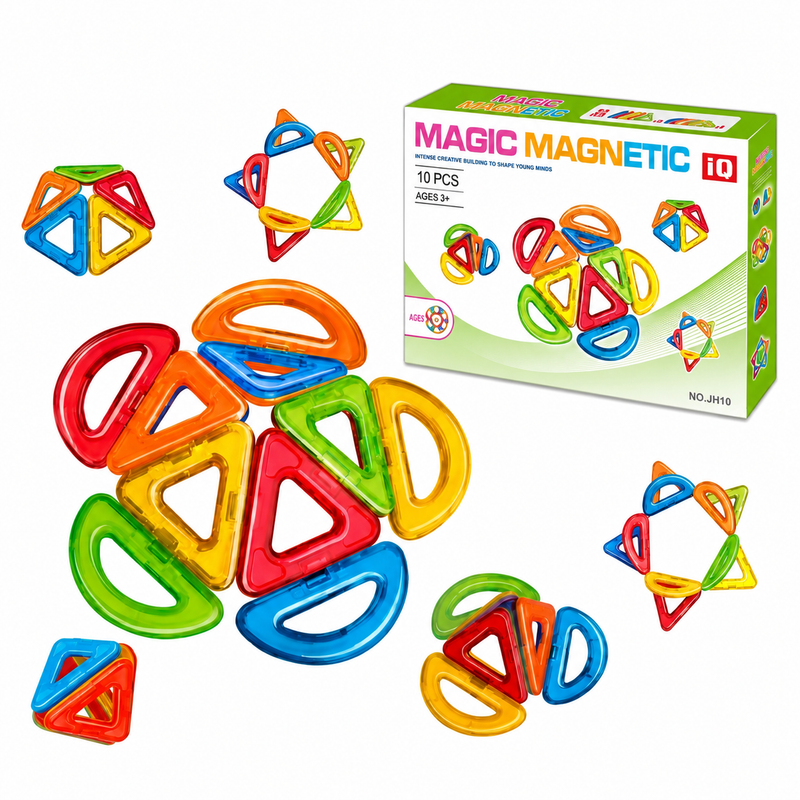 KLOCKI MAGNETYCZNE KONSTRUKCYJNE 3D 10el DOMEK ZESTAW EDUKACYJNY PREZENT 3+