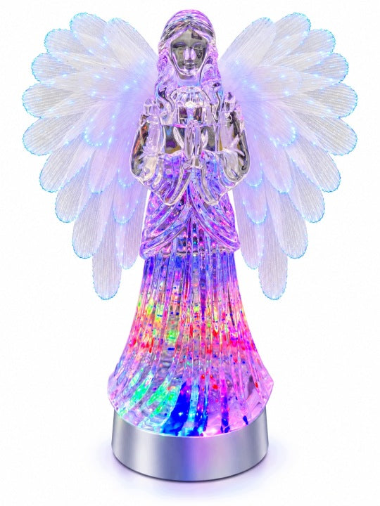 Anioł świąteczny LED 28 cm z wirującym śniegiem USB / baterie