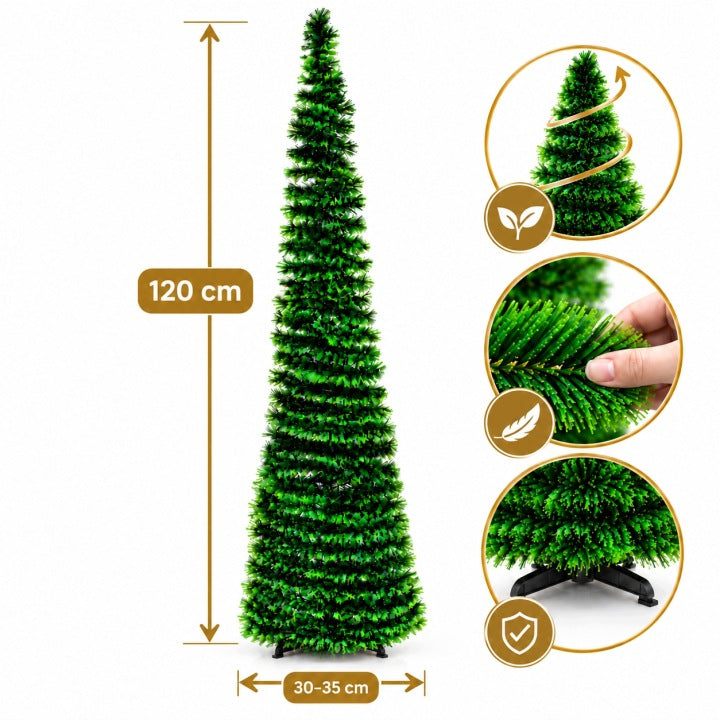 Choinka sztuczna 120 cm slim – wąska stożkowa zielona