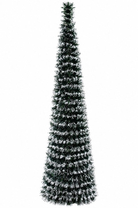 Choinka sztuczna ośnieżona 150 cm slim – spiralna wąska 40–50 cm
