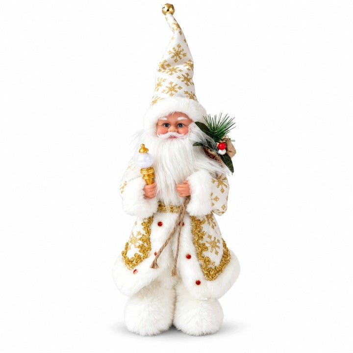 Dziadek Mróz 33 cm Jingle Bells z podświetlanym lampionem