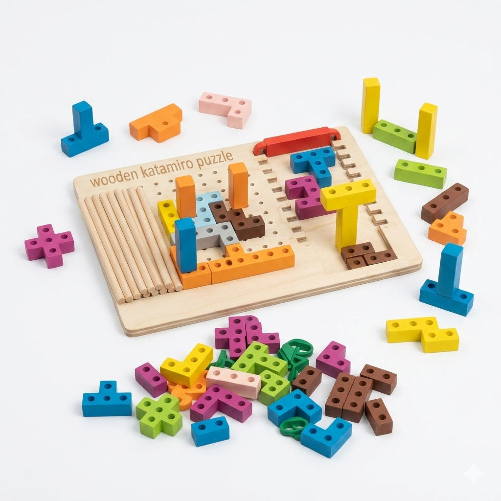 Drewniane klocki Tetris Montessori puzzle edukacyjne 3w1 36+