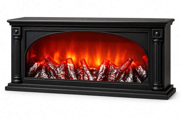 Kominek dekoracyjny LED 40 cm z efektem ognia – czarny klasyczny