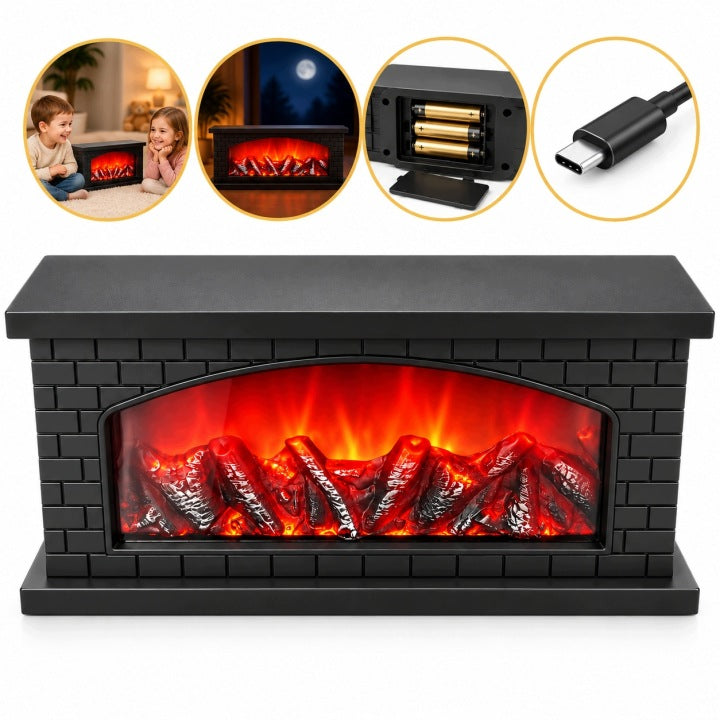 Kominek dekoracyjny LED 40 cm z efektem ognia USB / baterie