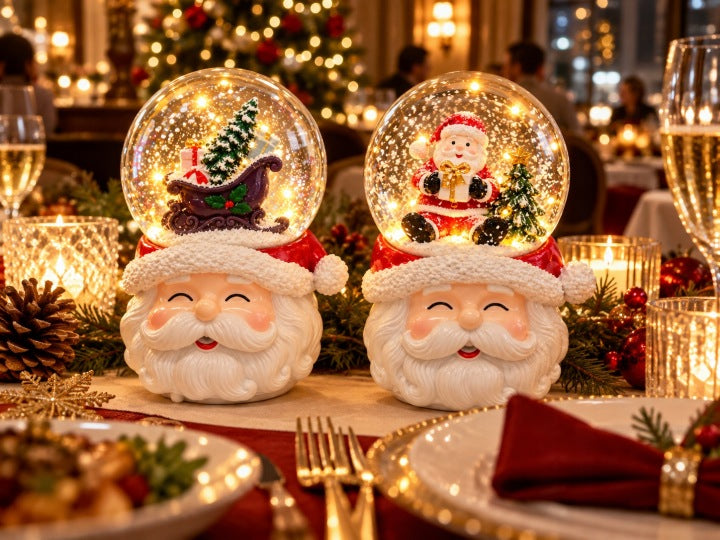 Kula śnieżna Mikołaj 16 cm LED z muzyką i wirującym śniegiem