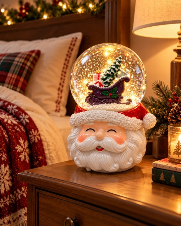 Kula śnieżna Mikołaj 16 cm LED z muzyką i wirującym śniegiem
