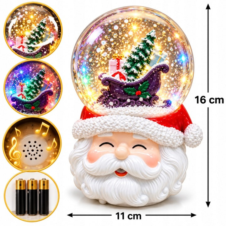 Kula śnieżna Mikołaj 16 cm LED z muzyką i wirującym śniegiem