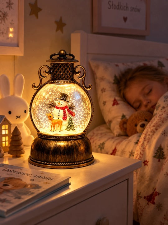 Lampion świąteczny LED 19 cm z muzyką i wirującym śniegiem USB / baterie