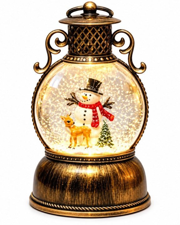 Lampion świąteczny LED 19 cm z muzyką i wirującym śniegiem USB / baterie