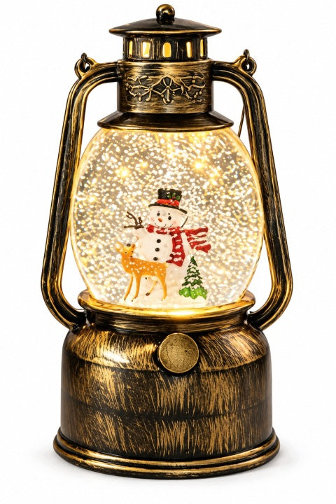 Lampion świąteczny LED 21 cm z muzyką i wirującym śniegiem USB / baterie