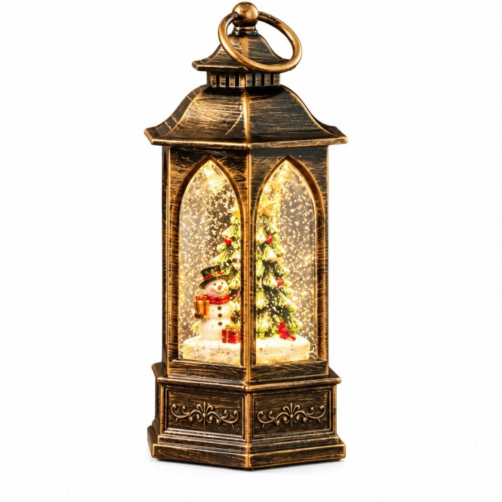 Lampion świąteczny LED 21 cm z muzyką i wirującym śniegiem USB / baterie