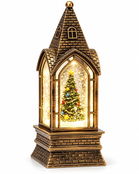 Lampion świąteczny LED 22 cm z muzyką i wirującym śniegiem USB / baterie