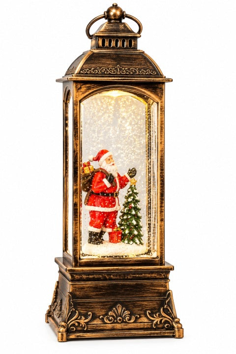 Lampion świąteczny LED 28 cm z muzyką i wirującym śniegiem USB / baterie