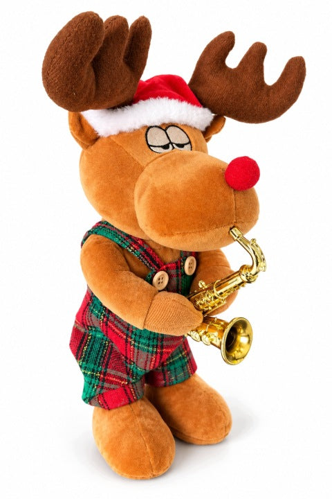 Tańczący Renifer z saksofonem 33 cm – muzyczny jazz