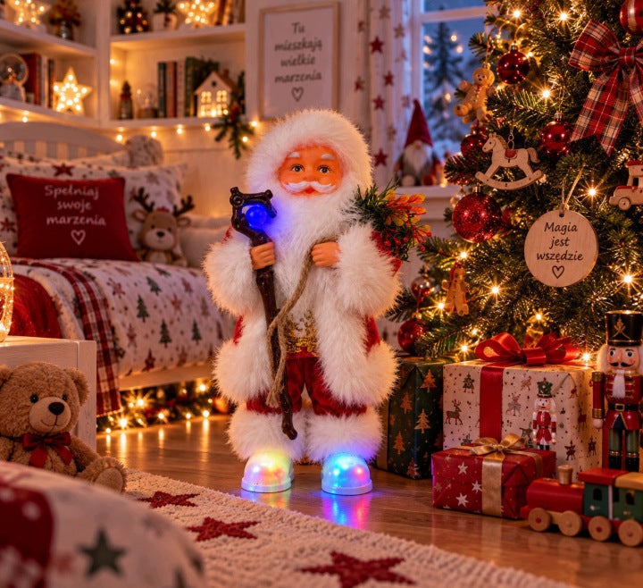Tańczący Mikołaj 30 cm Jingle Bells z podświetleniem LED