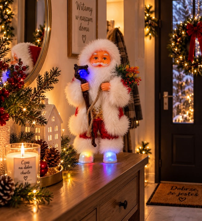 Tańczący Mikołaj 30 cm Jingle Bells z podświetleniem LED