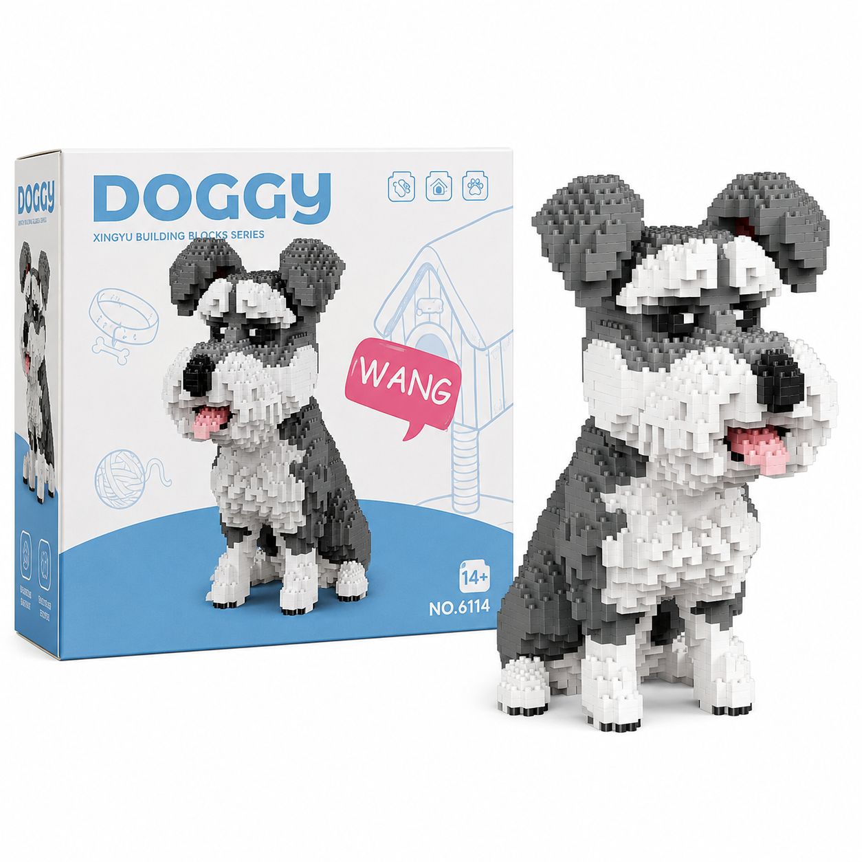 Klocki Konstrukcyjne Pies Sznaucer Schnauzer XXL Figurka 3D 2100el