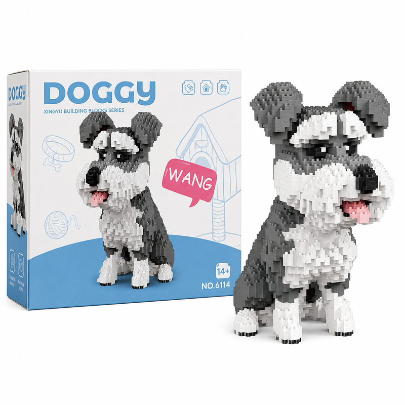Klocki Konstrukcyjne Pies Sznaucer Schnauzer XXL Figurka 3D 2100el