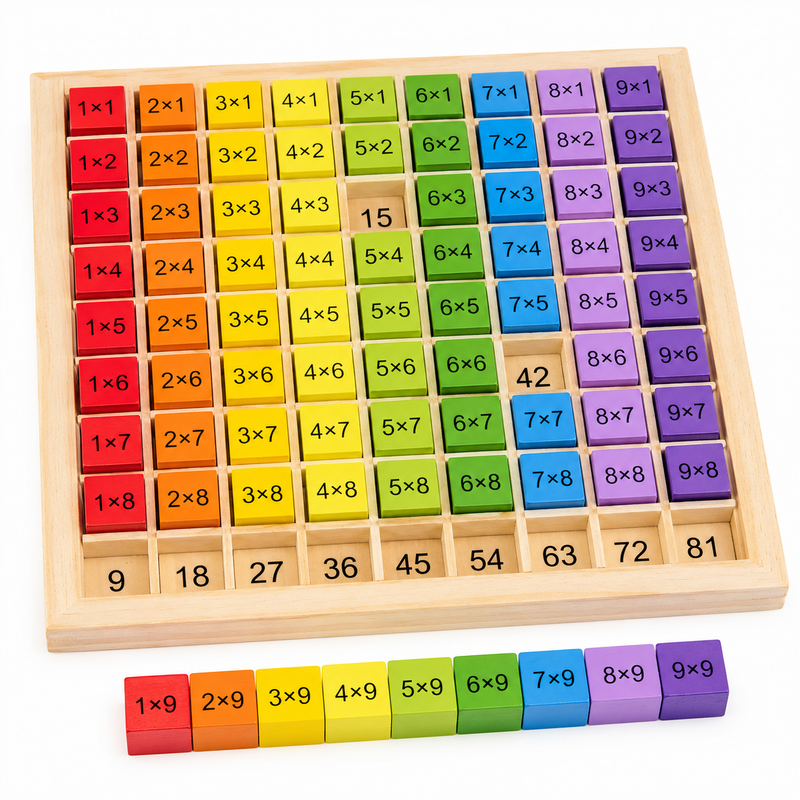 Tabliczka Mnożenia Drewniana Montessori Tablica Edukacyjna Klocki 100el