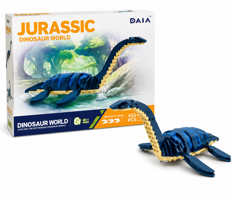 Klocki Konstrukcyjne Jurassic 658 el. Plezjozaur Model 3D