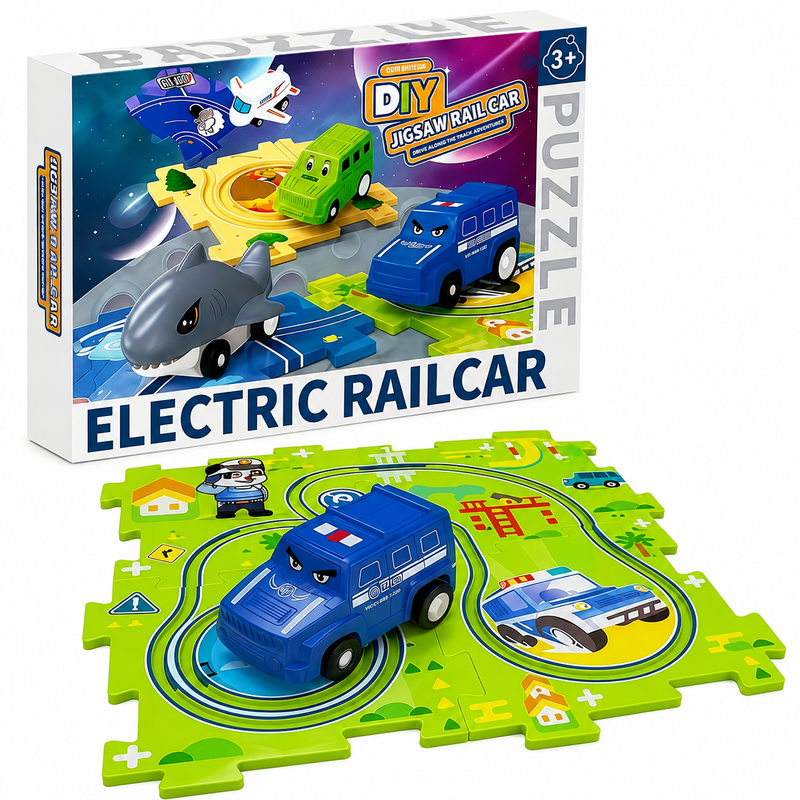 Elektryczny Tor Przeszkód Puzzle DIY Auto Policyjne Edukacyjna Zabawa 3+