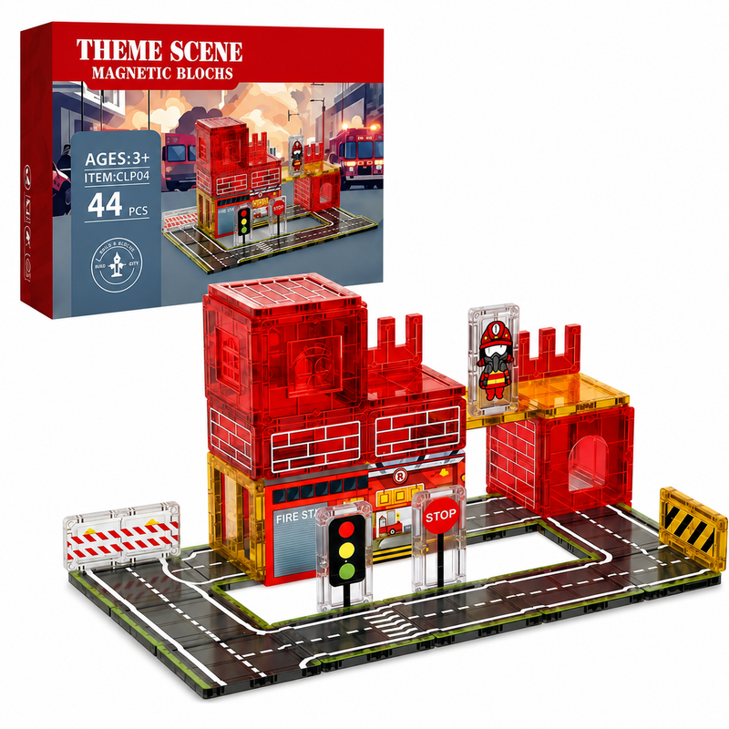 KLOCKI MAGNETYCZNE STRAŻ POŻARNA MAGNETIC BUILDING TILES