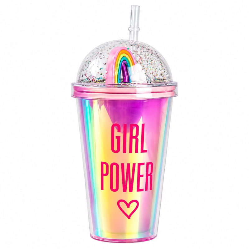 KUBEK ZE SŁONKĄ I POKRYWKĄ CHAMELEON 450ML TUMBLER RAINBOW XXL