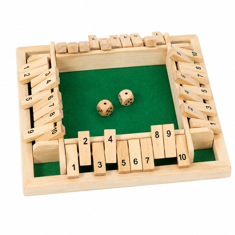 Shut The Box Drewniana Gra Planszowa w Kości 4 Osobowa Edukacyjna Prezent