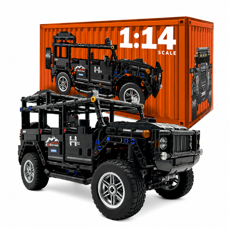 Klocki konstrukcyjne Samochód Terenowy 4x4 Czarny 1:14 Pull-Back – 909 elementów