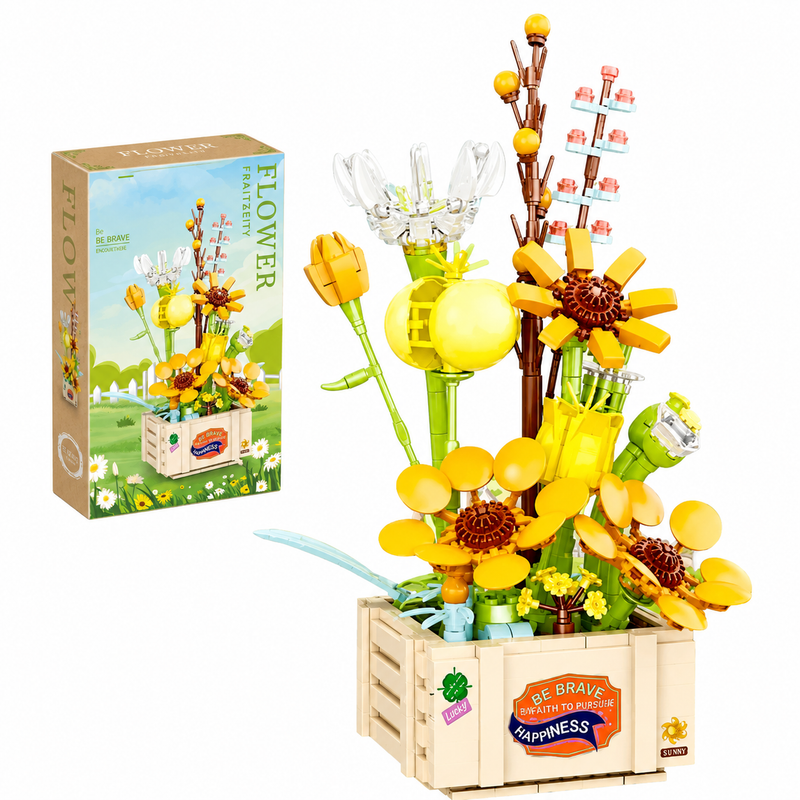 Klocki Konstrukcyjne Flower Bukiet Kwiatów w skrzynce 560 el. 3D DIY