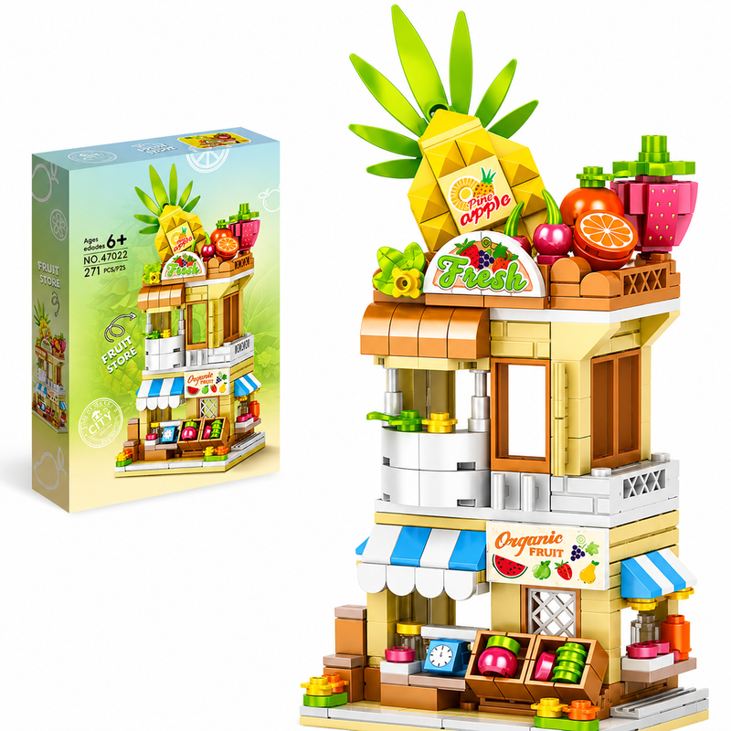 Klocki Mini Street Organic Fruit Store Sklep Owocowy 271 el. Prezent 6+3D