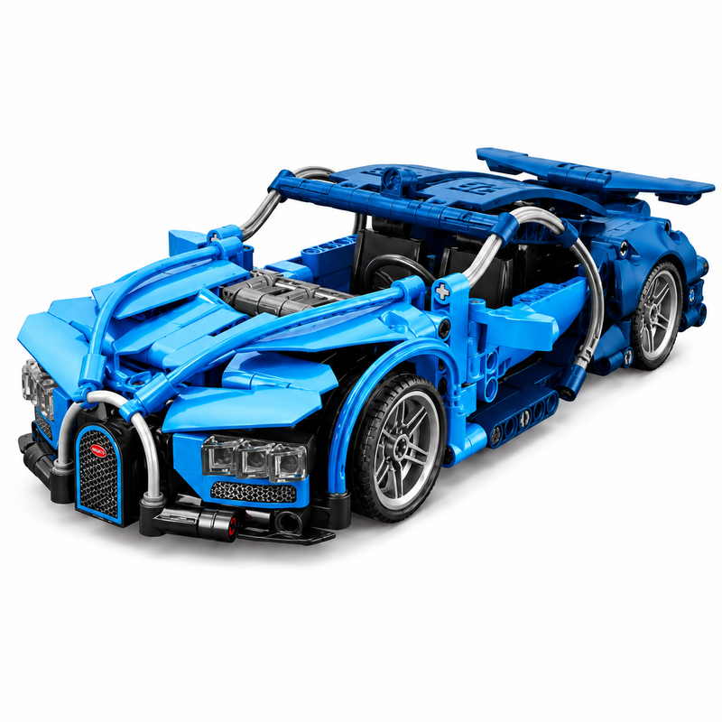 Klocki konstrukcyjne Samochód Sportowy Niebieski 1:18 Pull-Back – 423 elementy