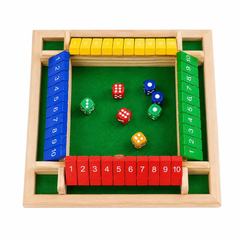 GRA PLANSZOWA LOGICZNA SHUT THE BOX ZAMKNIJ PUDEŁKO 8 KOŚCI PREZENT 3+