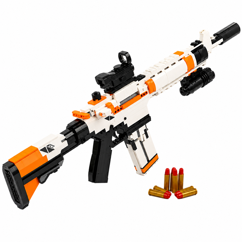 Klocki konstrukcyjne Karabin M4A1 Biało-Pomarańczowo-Czarny – 1388 elementów