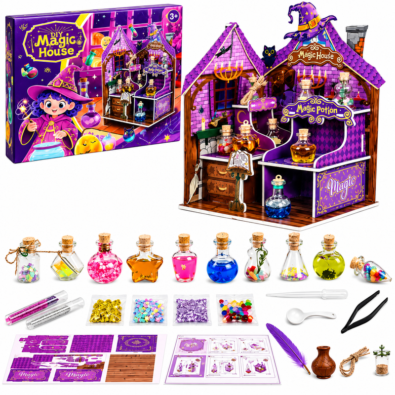Magic House DIY – Zestaw Magicznych Eliksirów z Domkiem 3D 48 el.