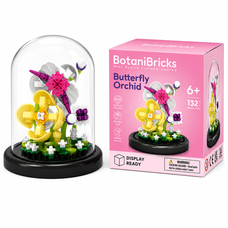 Klocki BotaniBricks Storczyk motylkowy pod kloszem 132 el prezent 6+