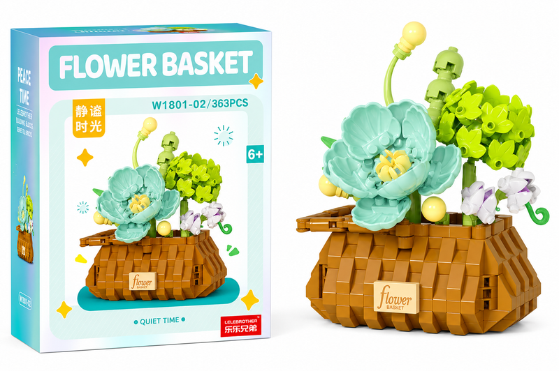 Klocki koszyk kwiatów Flower Basket 363 el prezent dekoracja model 3D 6+