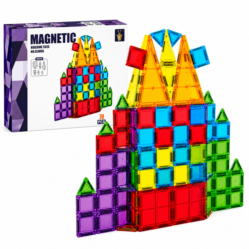 KLOCKI MAGNETYCZNE ZESTAW STEM KONSTRUKCYJNE DIY ZABAWKA 3D 70el EDU 3+