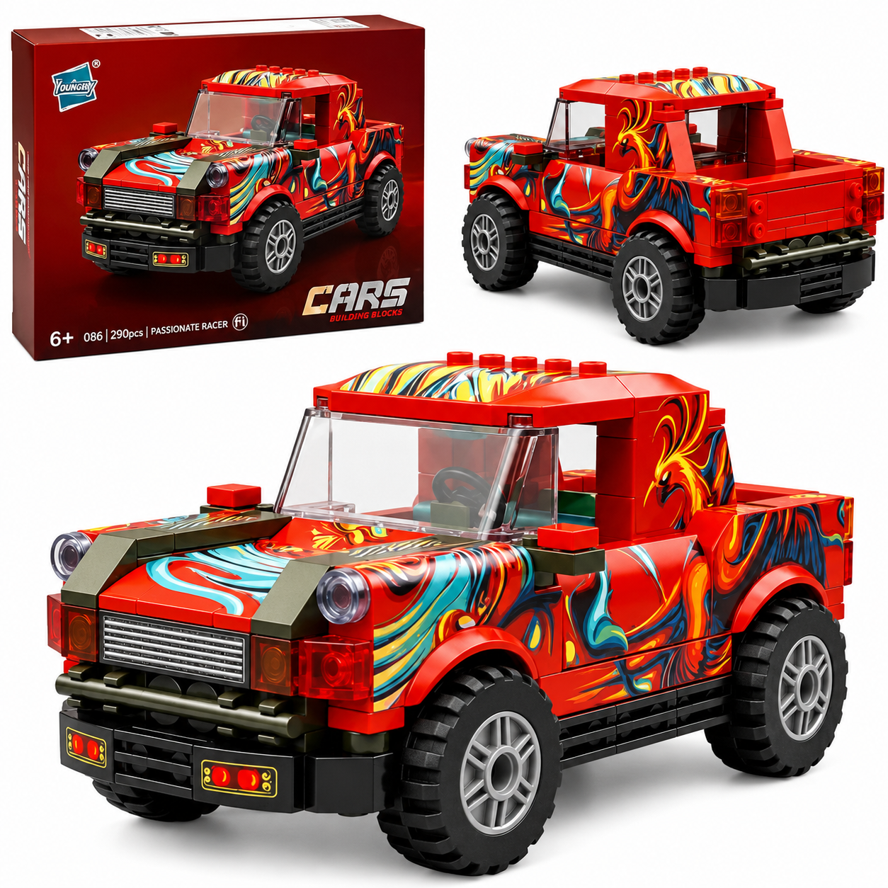 Klocki Auto Terenowe Pickup 4x4 290 el. Pchnij i Jedź 6+ Duży Zestaw